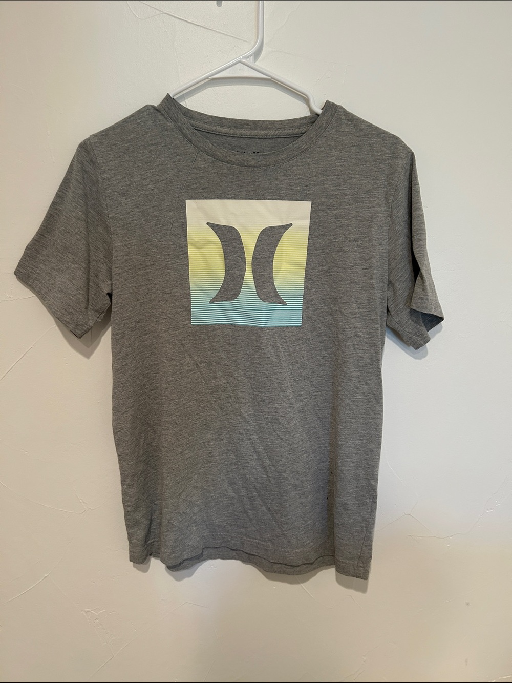 Hurley Gray Tee with Pastel Sunset Logo